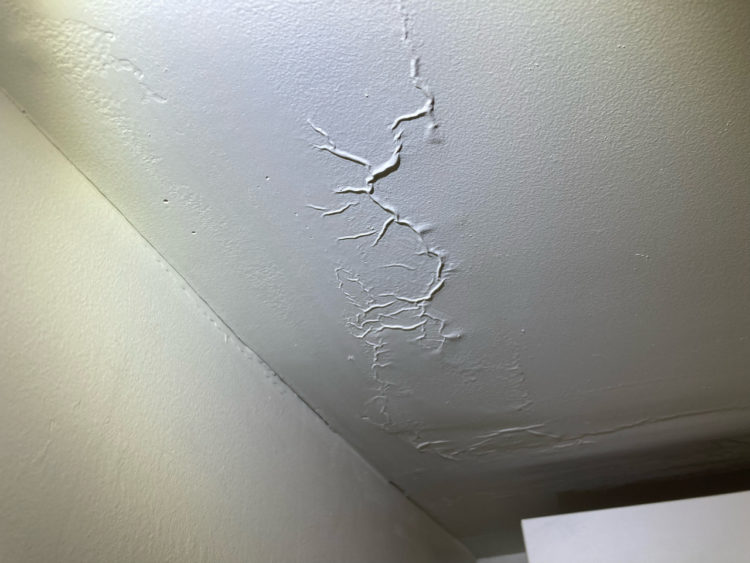 Ceiling crack from water leak